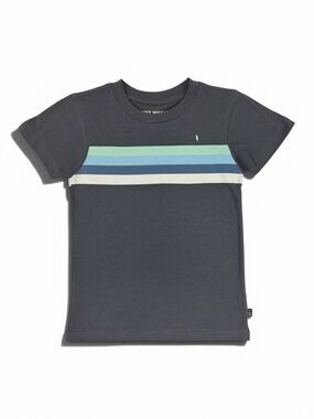 Navy Short Sleeve Stripe Chest Tee - Light Blue & Mint